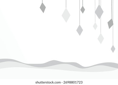 Kreativ grauer Hintergrund mit Diamant-Kristall-Dekoration.