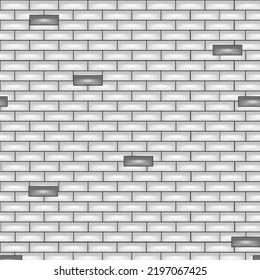 Creative gray brick three-dimensional background. Seamless vector illustration. Seamless grey bricks pattern with copy space.