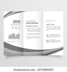 creative gray wave trifold business brochure