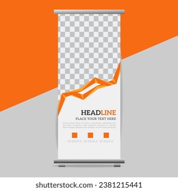 creative great business up roll banner design with orange shapes