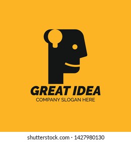 Creative Great Idea Design With Smile Face and Lamp in The Brain
