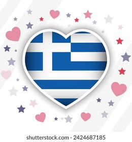 Creativo icono del corazón de la bandera de Grecia