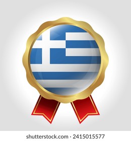 Creative Greece Flag Label Vector Design