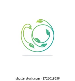 Ilustración de diseño del logotipo de cisne verde creativo abstracto