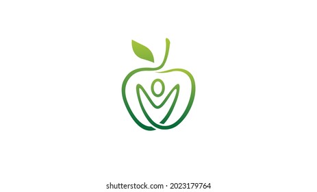 creative green apple fruit human body logo vector design symbol