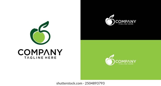 Creative green apple logo design with modern concept . premium vector