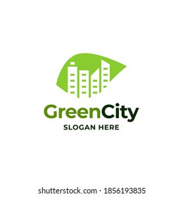 Creative Green Building Concept Logo Design Template