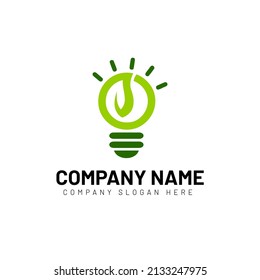 Diseño del logotipo de la hoja de bombilla verde creativa