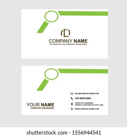 Creative Green Business Card Design with Unique Shape