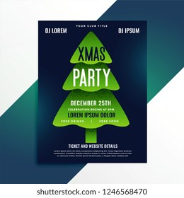 creative green christmas tree party flyer design
