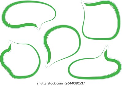 creative green colorful abstract art line speech bubbles set