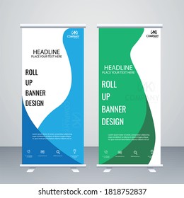 Diseño vectorial de pancarta de color verde creativo y de color azul