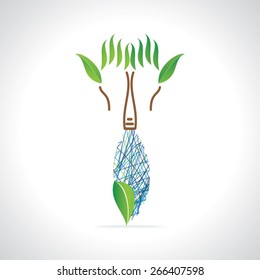 creative green concept bulb with hand 