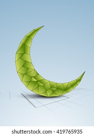 Creative Green Crescent Moon on shiny blue background, Can be used as pamphlet, banner or flyer design for Islamic Festivals celebration.