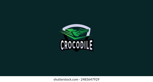 Creative green crocodile logo design with modern style , premium vector