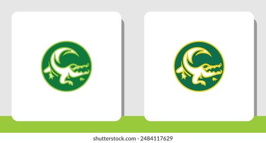 Diseño creativo del logotipo del cocodrilo verde con el estilo moderno, Vector premium