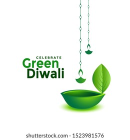 creative green eco diwali leaf diya design background