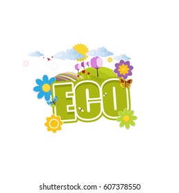 Creative Green Eco Label Design in Editable Vector Format. 