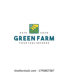 Diseño de logotipo de granja verde creativa