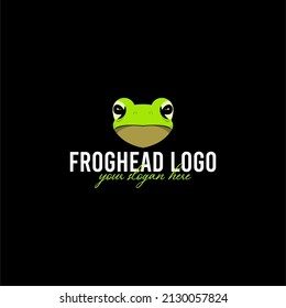 Creative green frog head logo Designs. Icon. Vector