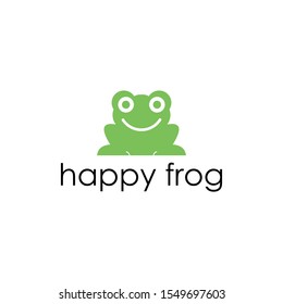 creative green frog logo vector,happy frog illustration design