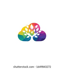 Creative green hand tree and cloud logo design. Natural products logo.