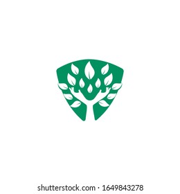 Creative green hand tree logo design. Natural products logo. 