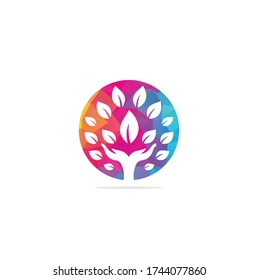 Creative green hand tree logo design. Natural products logo.