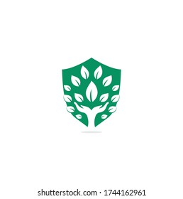 Creative green hand tree logo design. Natural products logo.