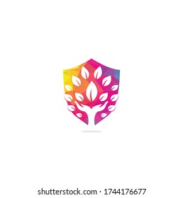 Creative green hand tree logo design. Natural products logo.