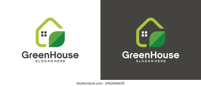 Creative Green House Logo Template Design Vector Illustration