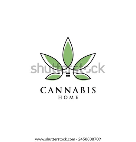Creative Green House Logo Template, House Leaf Logo, Cannabis Logo, Marijuana Green House	