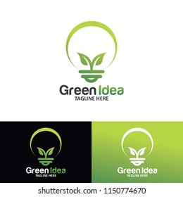 creative green idea light bulb logo design