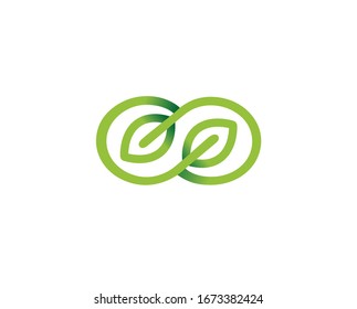 Creative Green Infinity Leaves Logo Design Vector Symbol Illustration