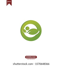 Creative green leaf eco organic logo design vector template - Vector. Eps 10