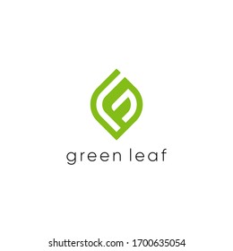 creative green leaf logo design, with letter g abstract concept illustration