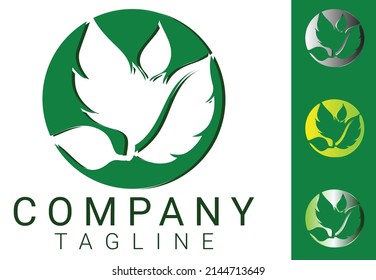 Creative green leaf logo and icon design template