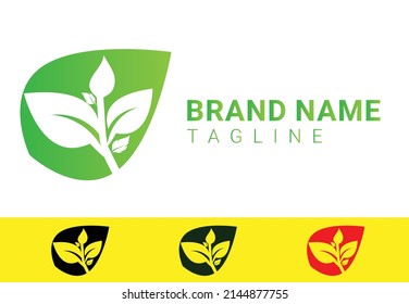 Creative green leaf logo and icon design template