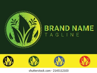 Creative green leaf logo and icon design template