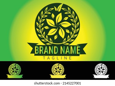 Creative green leaf logo and icon design template