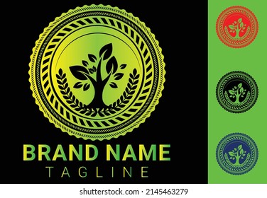 Creative green leaf logo and icon design template