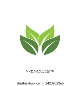creative green leaf logo template