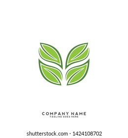 creative green leaf logo template