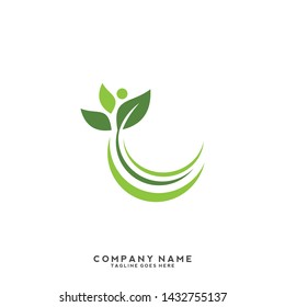 creative green leaf logo template