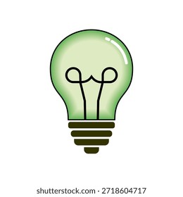 Una ilustración creativa de bombilla verde que representa energía sostenible, ideas innovadoras frescas y soluciones energéticas respetuosas con el medio ambiente.
