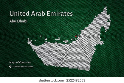 Creative Green Mosaic Design of United Arab Emirates Map, Featuring Abu Dhabi