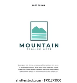 Creative green mountain icon logo design vector illustration. mountain peak logo design color editable