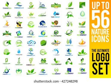 Creative Green Nature Logo. Creative vector logo design with green energy concept icons.
