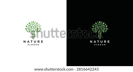 Creative Green Pencil Tree Logo Design for Nature and Education