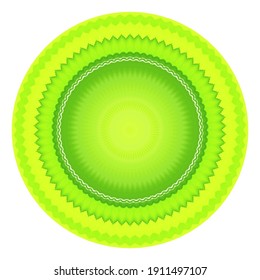 Creative green round symbol. Abstract summer logo. Circle modern art icon. Pattern ornament spring illustration eps10.